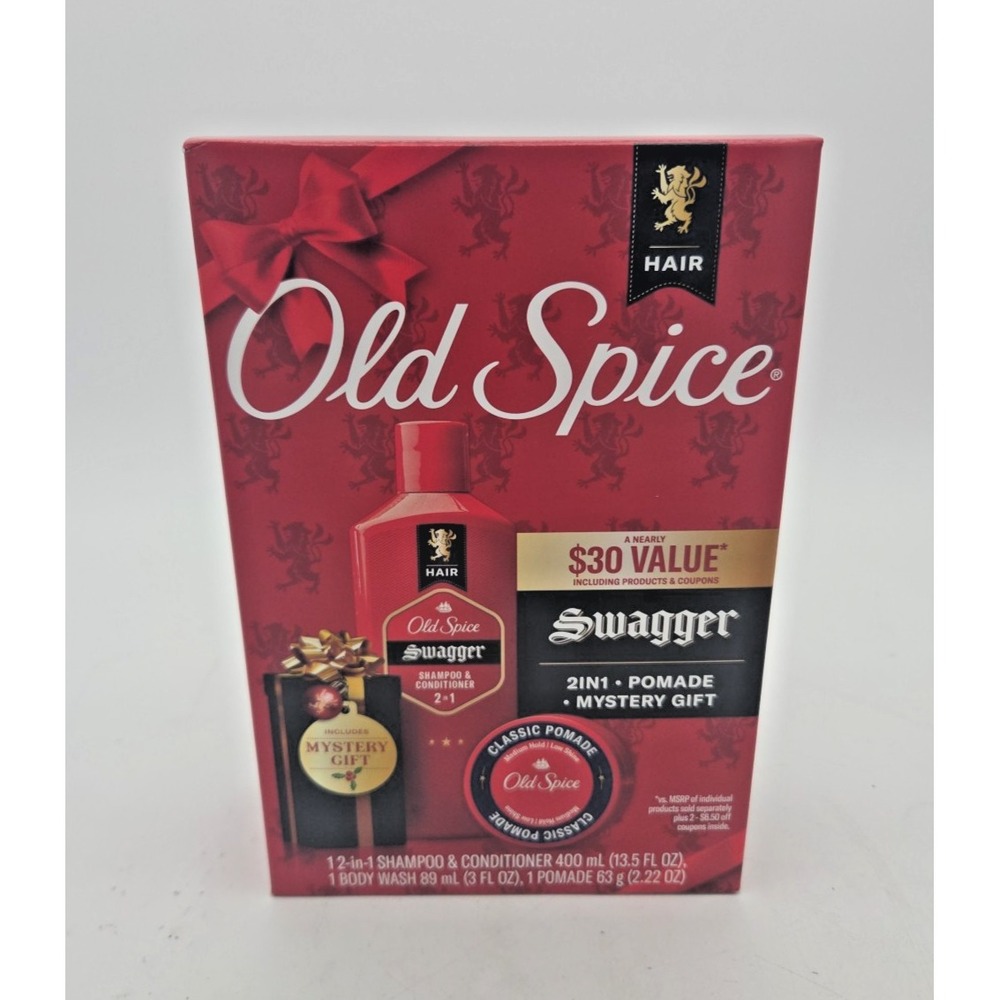 Old Spice Holiday Pack with Swagger 2in1 Shampoo and Conditioner, Pomade Styler,